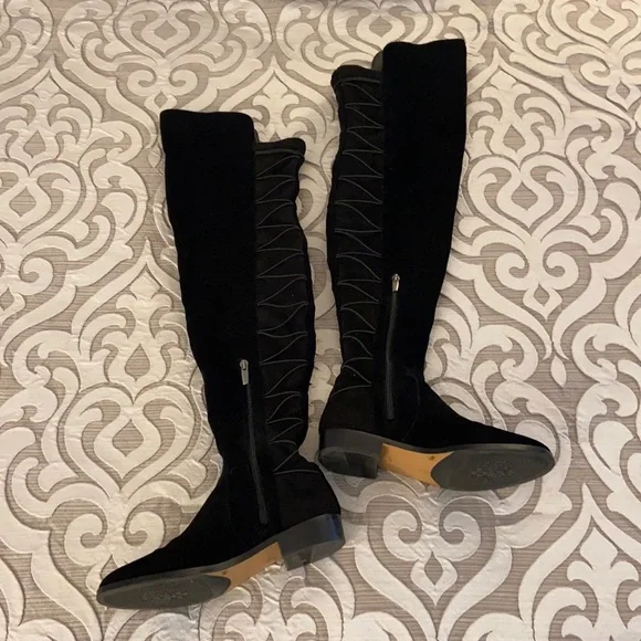 Vince Camuto Kreesell Taupe Suede Classic Over The Knee Tall  Suede thigh high Vince Camuto boots main image 2